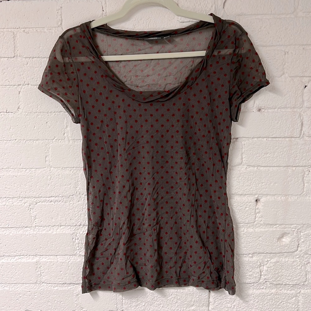 Mexx Grey/Red Polka Dot Sheer Mess Shirt